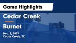 Cedar Creek  vs Burnet  Game Highlights - Dec. 8, 2023