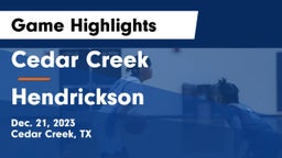 Cedar Creek  vs Hendrickson  Game Highlights - Dec. 21, 2023