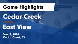 Cedar Creek  vs East View  Game Highlights - Jan. 3, 2024