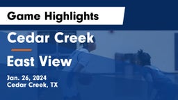 Cedar Creek  vs East View  Game Highlights - Jan. 26, 2024