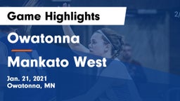 Owatonna  vs Mankato West  Game Highlights - Jan. 21, 2021