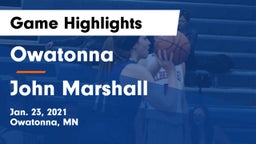 Owatonna  vs John Marshall  Game Highlights - Jan. 23, 2021