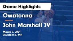 Owatonna  vs John Marshall JV Game Highlights - March 5, 2021