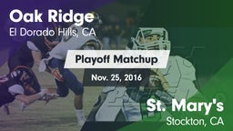 Matchup: Oak Ridge High vs. St. Mary's  2016
