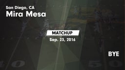 Matchup: Mira Mesa High vs. BYE 2016
