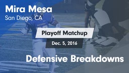 Matchup: Mira Mesa High vs. Defensive Breakdowns 2016