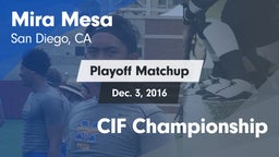 Matchup: Mira Mesa High vs. CIF Championship 2016