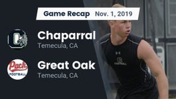 Recap: Chaparral  vs. Great Oak  2019