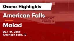 American Falls  vs Malad Game Highlights - Dec. 21, 2018