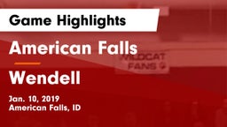 American Falls  vs Wendell Game Highlights - Jan. 10, 2019