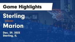 Sterling  vs Marion  Game Highlights - Dec. 29, 2023