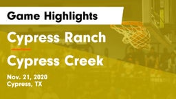 Cypress Ranch  vs Cypress Creek  Game Highlights - Nov. 21, 2020