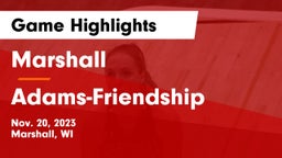 Marshall  vs Adams-Friendship  Game Highlights - Nov. 20, 2023
