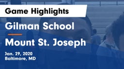 Gilman School vs Mount St. Joseph  Game Highlights - Jan. 29, 2020