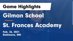 Gilman School vs St. Frances Academy Game Highlights - Feb. 26, 2021