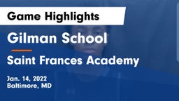 Gilman School vs Saint Frances Academy Game Highlights - Jan. 14, 2022