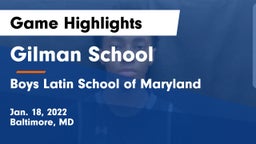 Gilman School vs Boys Latin School of Maryland Game Highlights - Jan. 18, 2022