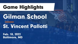 Gilman School vs St. Vincent Pallotti  Game Highlights - Feb. 18, 2022