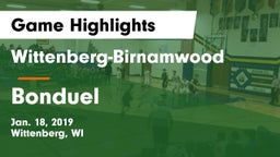 Wittenberg-Birnamwood  vs Bonduel  Game Highlights - Jan. 18, 2019