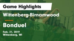 Wittenberg-Birnamwood  vs Bonduel  Game Highlights - Feb. 21, 2019