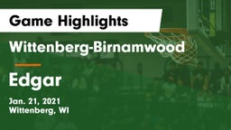 Wittenberg-Birnamwood  vs Edgar  Game Highlights - Jan. 21, 2021