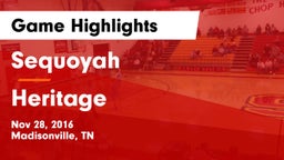 Sequoyah  vs Heritage  Game Highlights - Nov 28, 2016