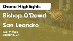 Bishop O'Dowd  vs San Leandro  Game Highlights - Feb. 9, 2023