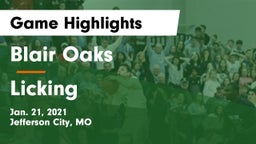Blair Oaks  vs Licking  Game Highlights - Jan. 21, 2021
