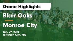 Blair Oaks  vs Monroe City  Game Highlights - Jan. 29, 2021