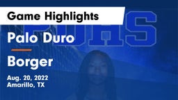 Palo Duro  vs Borger  Game Highlights - Aug. 20, 2022