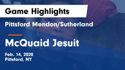 Pittsford Mendon/Sutherland vs McQuaid Jesuit  Game Highlights - Feb. 14, 2020