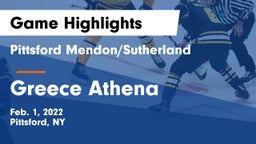 Pittsford Mendon/Sutherland vs Greece Athena  Game Highlights - Feb. 1, 2022