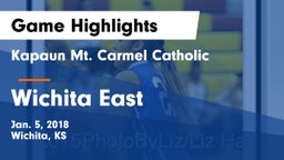 Kapaun Mt. Carmel Catholic  vs Wichita East  Game Highlights - Jan. 5, 2018