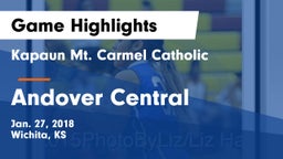 Kapaun Mt. Carmel Catholic  vs Andover Central  Game Highlights - Jan. 27, 2018