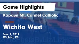 Kapaun Mt. Carmel Catholic  vs Wichita West  Game Highlights - Jan. 2, 2019