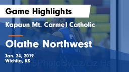 Kapaun Mt. Carmel Catholic  vs Olathe Northwest  Game Highlights - Jan. 24, 2019
