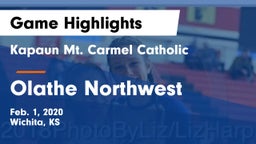 Kapaun Mt. Carmel Catholic  vs Olathe Northwest  Game Highlights - Feb. 1, 2020