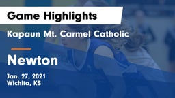 Kapaun Mt. Carmel Catholic  vs Newton  Game Highlights - Jan. 27, 2021