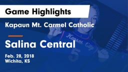 Kapaun Mt. Carmel Catholic  vs Salina Central  Game Highlights - Feb. 28, 2018