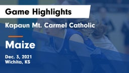 Kapaun Mt. Carmel Catholic  vs Maize  Game Highlights - Dec. 3, 2021
