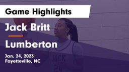 Jack Britt  vs Lumberton  Game Highlights - Jan. 24, 2023