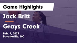 Jack Britt  vs Grays Creek  Game Highlights - Feb. 7, 2023
