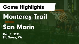 Monterey Trail  vs San Marin  Game Highlights - Dec. 1, 2023