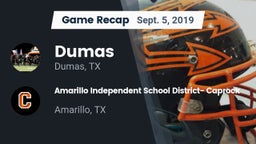 Recap: Dumas  vs. Amarillo Independent School District- Caprock  2019