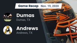 Recap: Dumas  vs. Andrews  2020