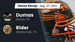 Recap: Dumas  vs. Rider  2021