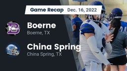 Recap: Boerne  vs. China Spring  2022