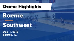 Boerne  vs Southwest  Game Highlights - Dec. 1, 2018