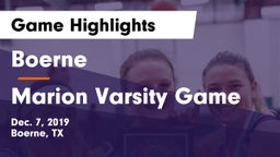 Boerne  vs Marion Varsity Game Game Highlights - Dec. 7, 2019