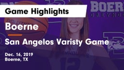 Boerne  vs San Angelos Varisty Game Game Highlights - Dec. 16, 2019
